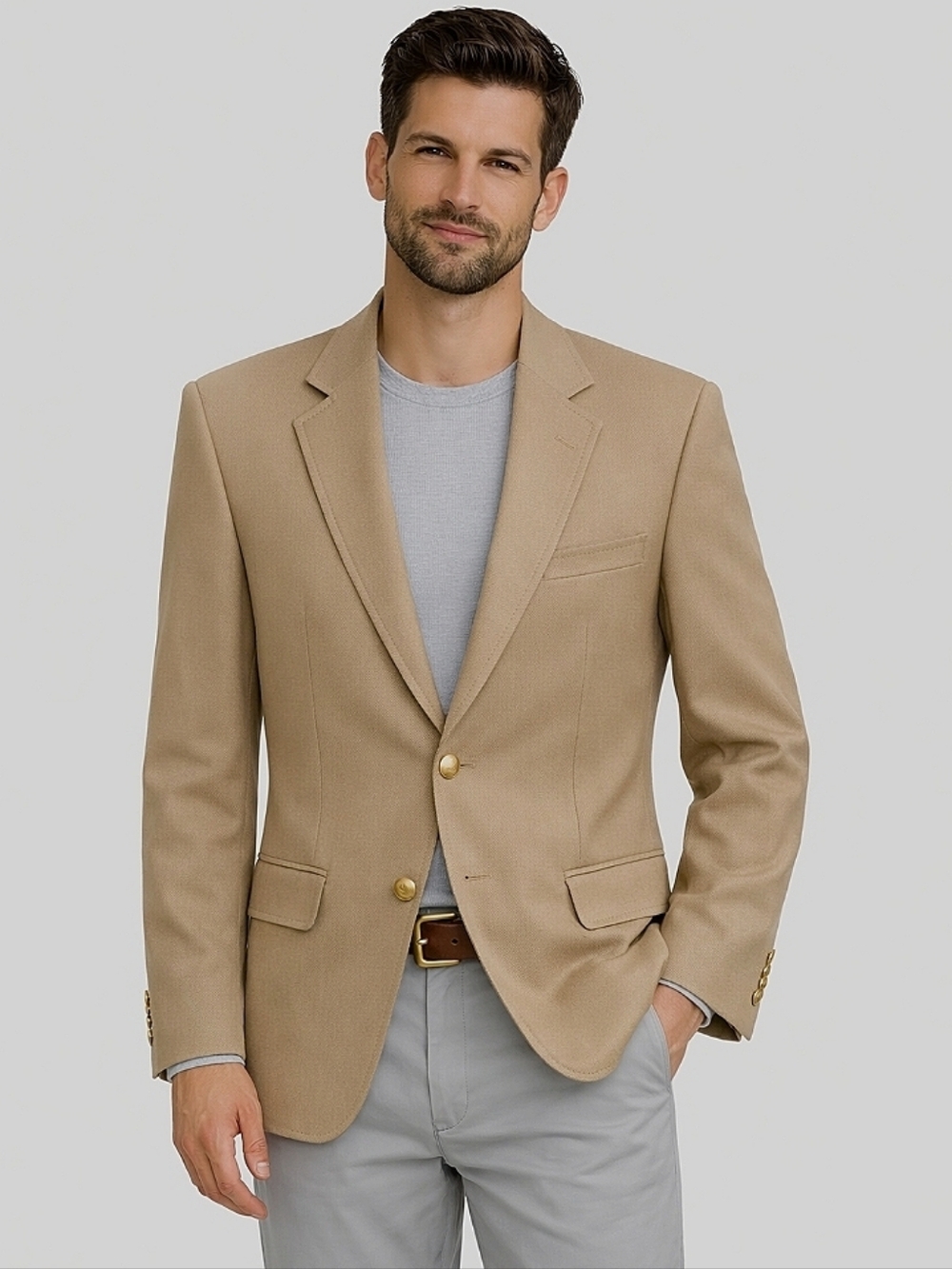 Stanley Blacker 2 Button Tapered Blazer Tan 42 Reg